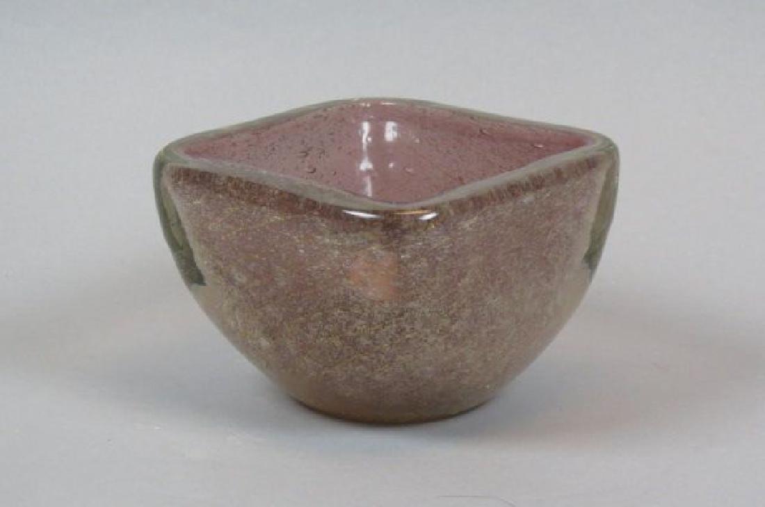 Italian Art Glass Bowl by Carlo Scarpa,: "Bollicine", overall bubble with amethyst interior, signed "Italia", 6 1/4" wide, 4 1/2" tall, excellent.