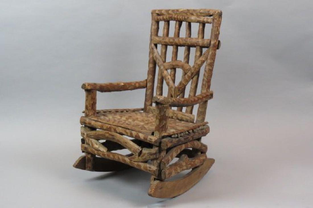 Child's Folk Art Twig Style Rocking Chair, (1 of 7)