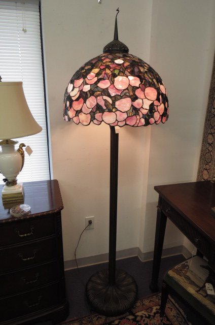 Tiffany Style Leaded Glass Floor Lamp, bronze base, (1 of 5)