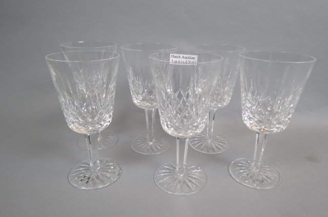 6 Waterford "Lismore" Cut Crystal Goblets, (1 of 2)