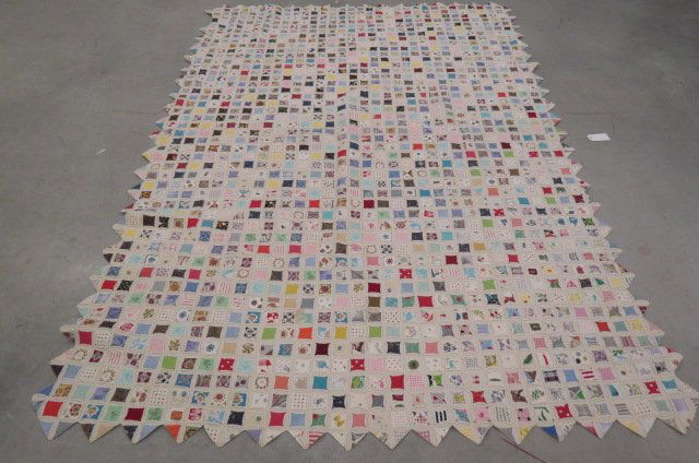 Handmade "Postage Stamp" Quilt, (1 of 5)