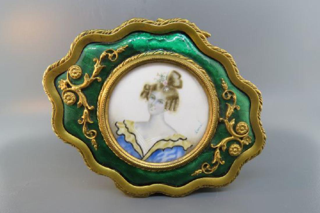 French Bronze Box w/ Miniature Portrait of Lady, (1 of 4)