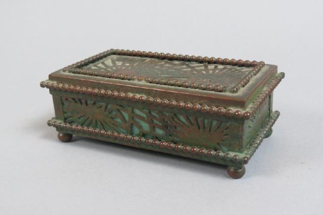 Tiffany "Pine Needle" Bronze Stamp Box, (1 of 5)