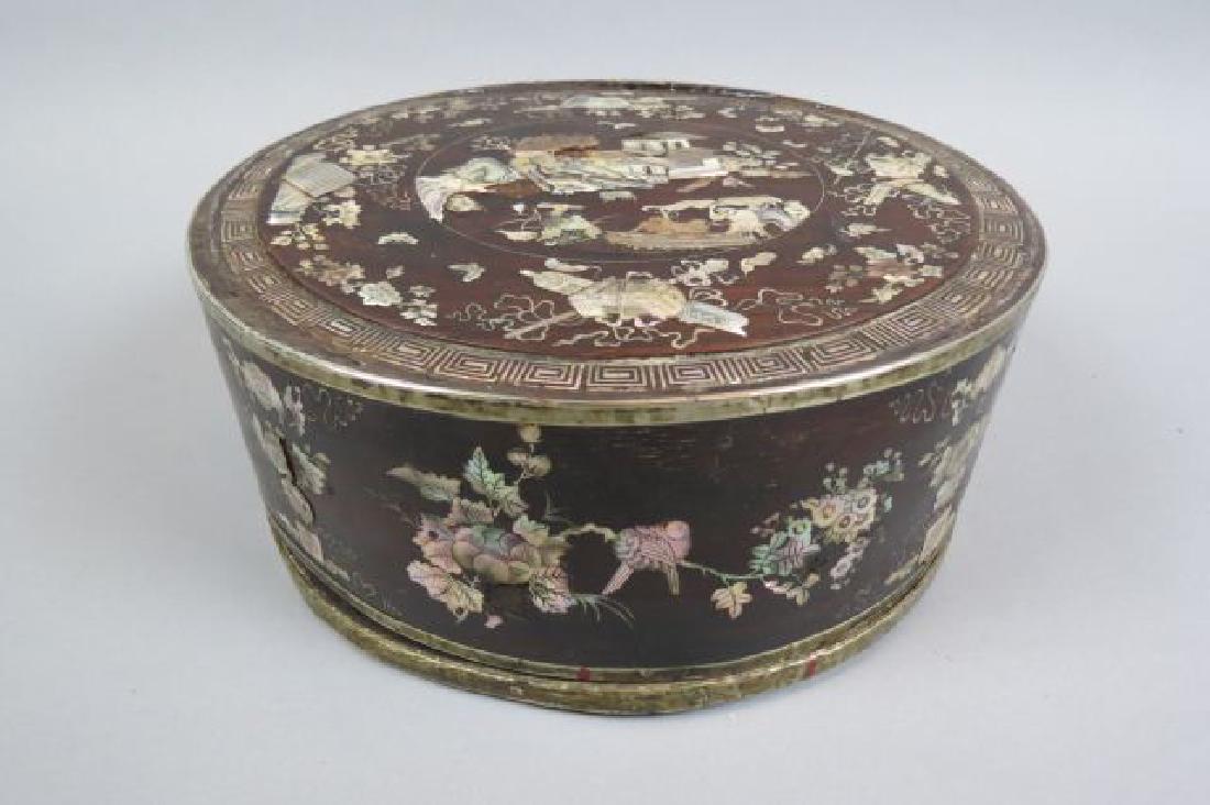Chinese 19th Century Sewing Box,  abalone inlaid, (1 of 4)