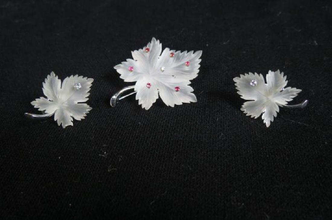 3 pcs. Diamond, Ruby Carved Rock Crystal Jewelry, (1 of 4)