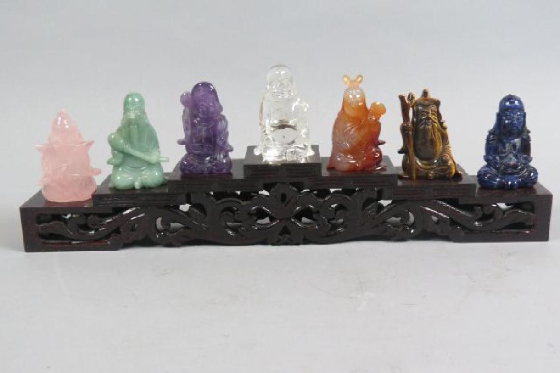 Set of 7 Chinese Carved Stone Immortal Figurines, (1 of 5)