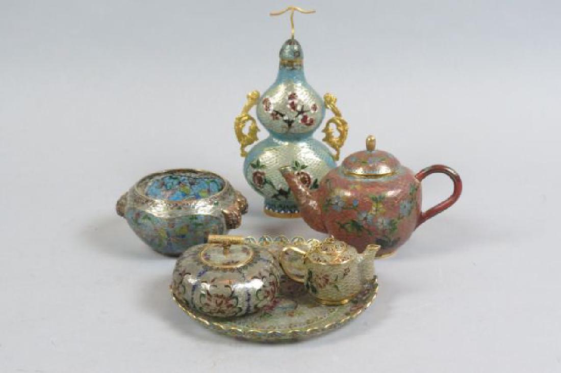 6 pcs. Chinese Transluscent Cloisonne; (1 of 4)