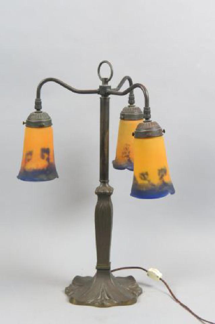 Antique Bronzed Lamp with Art Glass Shades (1 of 5)