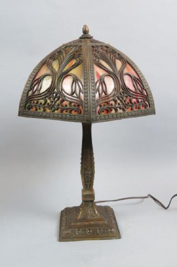 Antique Slag Glass Lamp, (1 of 5)