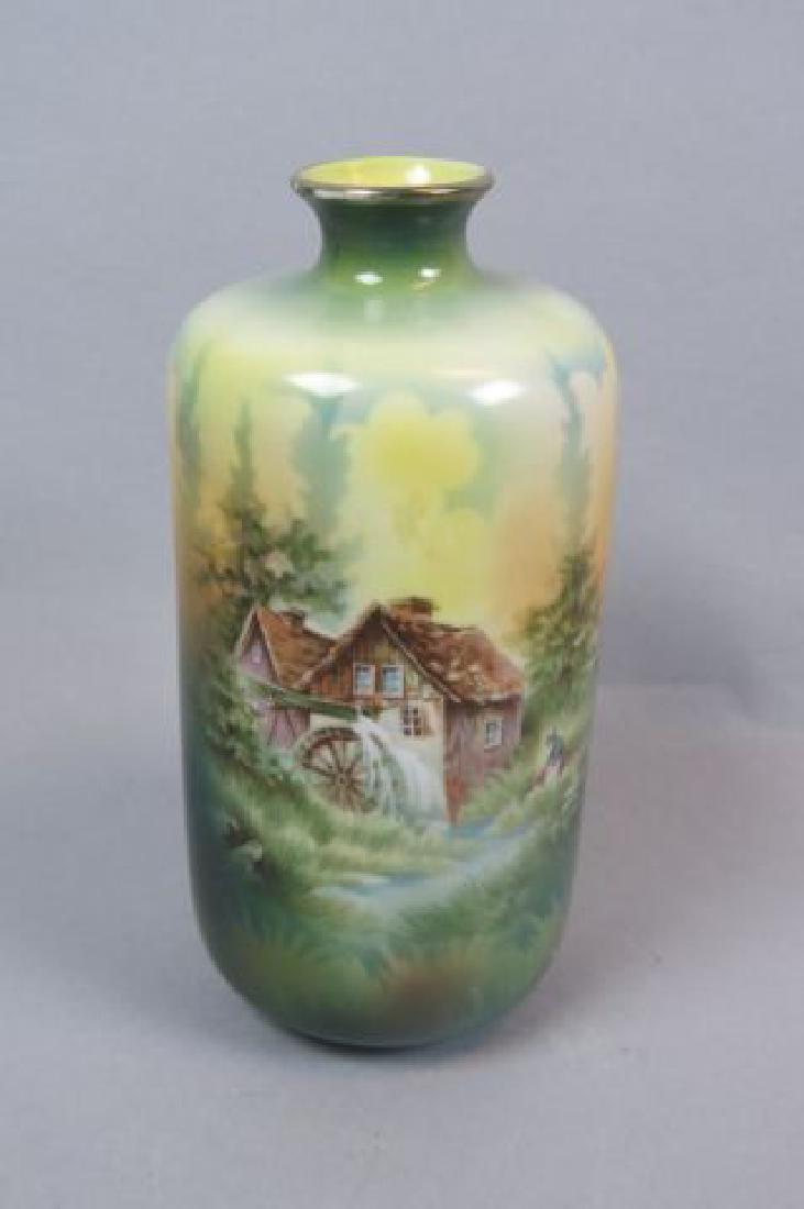 R.S. Prussia Porcelain "Old Mill" Vase, (1 of 4)