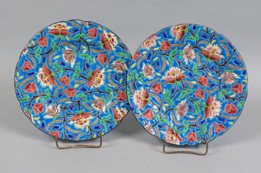 Pair of Longwy French Art Pottery Plates, (1 of 3)