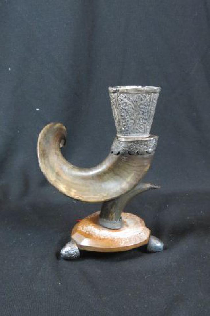 Indian Silver & Horn Ceremonial Drinking Vessel, (1 of 4)