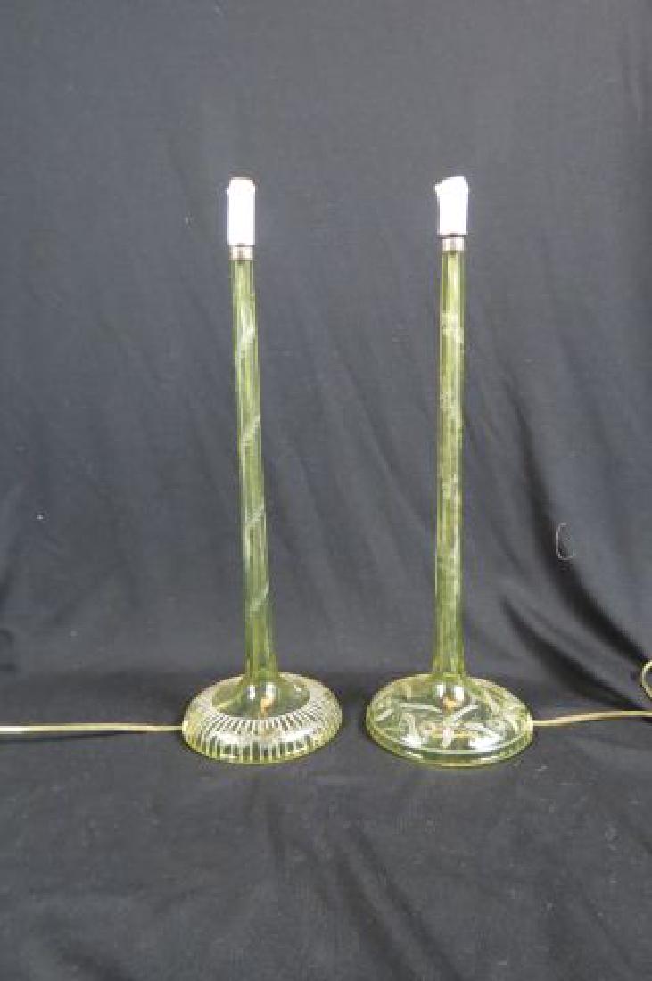 2 Hawkes Yellow Cut Glass Lamps, (1 of 5)