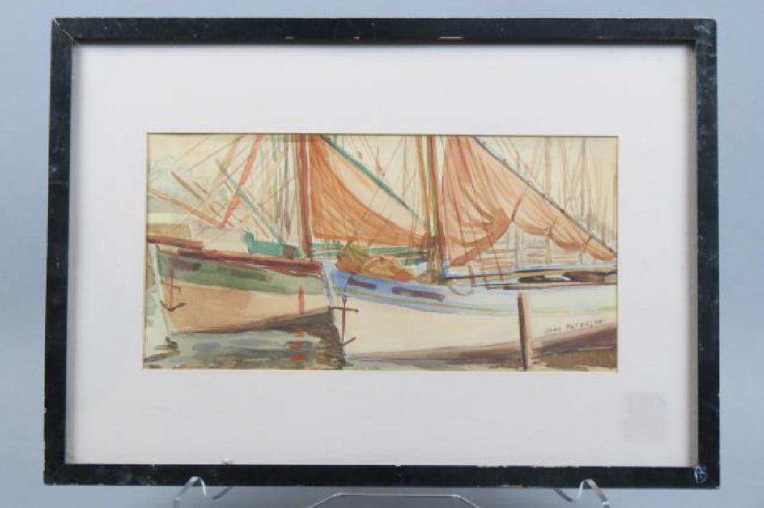 Jane Peterson Watercolor of Sailboats,: image area 7 1/2" X 14", signed, well listed artist, 1876-1965......Born Jennie Christine in Elgin, Illinois, she officially changed her name to Jane Peterson in 1909 after her first success as an art