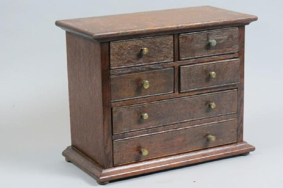Antique Oak Doll Size Chest, (1 of 4)