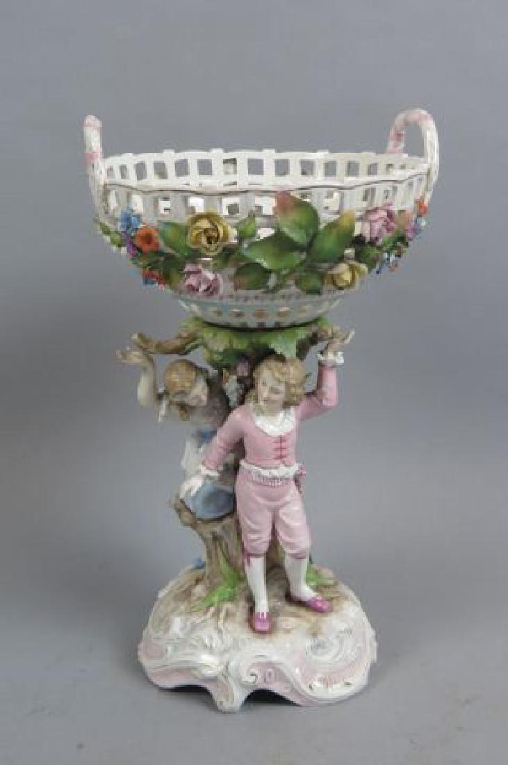 Dresden Porcelain Figural Tall Compote, (1 of 4)