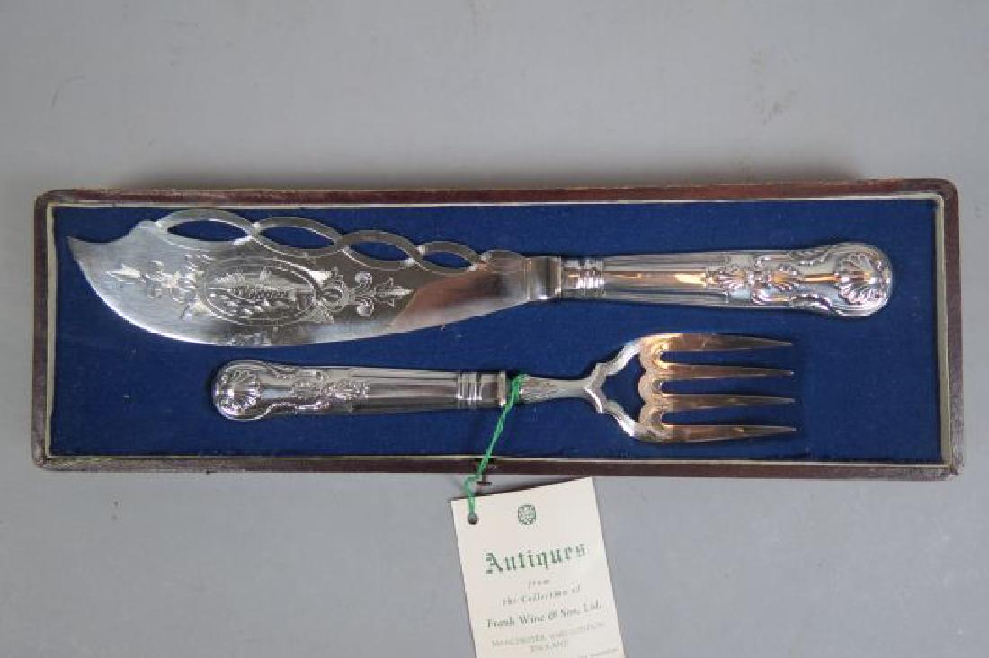 English Silverplate Fish Serving Set, (1 of 4)
