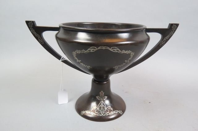 Heintz Sterling on Bronze Trophy Vase, (1 of 4)