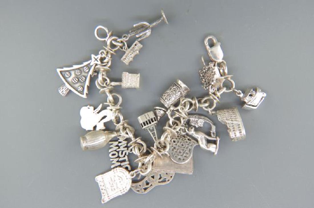 Sterling Silver Charm Bracelet with 18 Charms, (1 of 4)