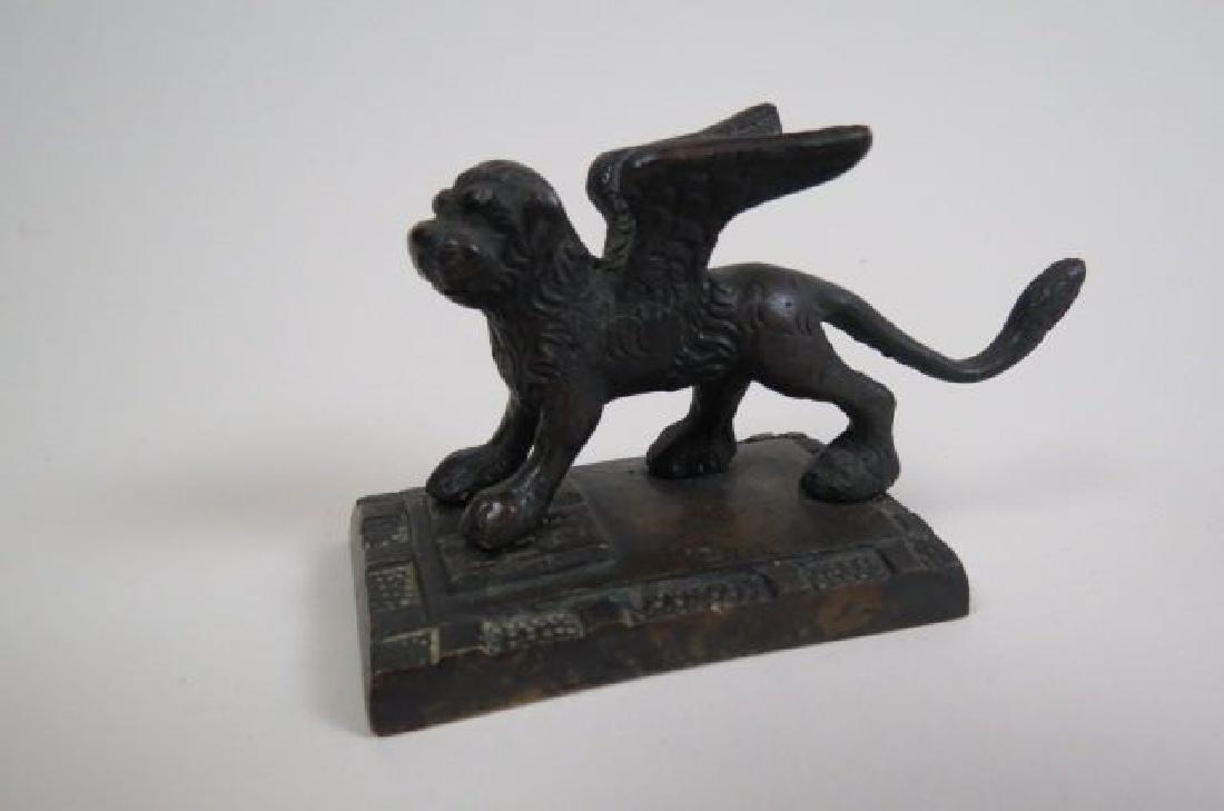 19th Century Grand Tour Bronze of a Winged Lion,: 2 1/4" tall, 4" long.