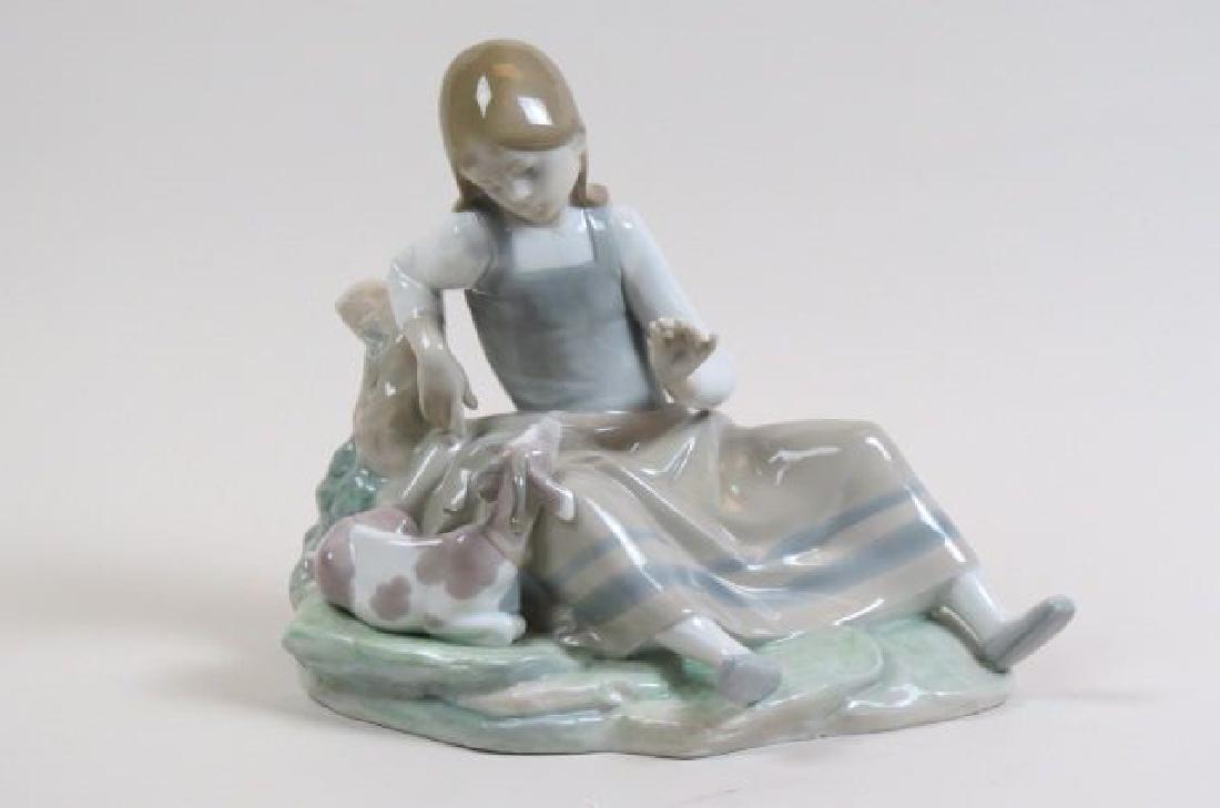 Lladro Figurine "Girl with Goat",: #4756, 1971, 9 1/2", (book value $450.00), excellent.