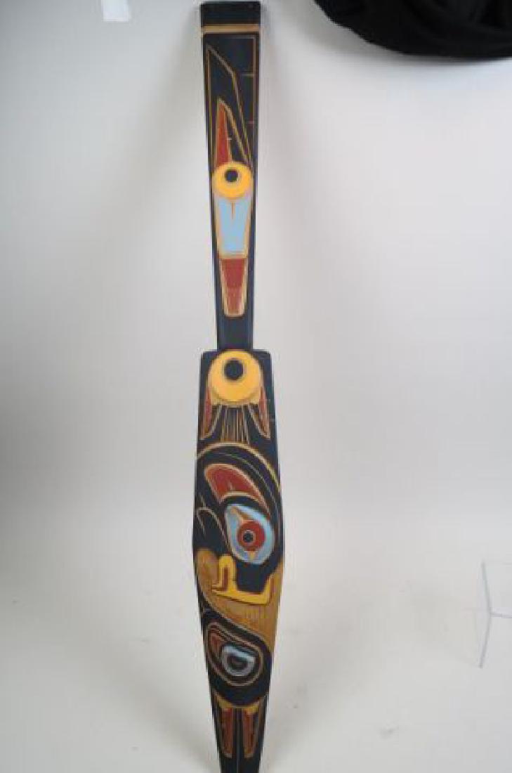 Carved Inuit Alaska Paddle, signed: by maker Bill Wilson, Kwakiutz, colorful decoration, 48".