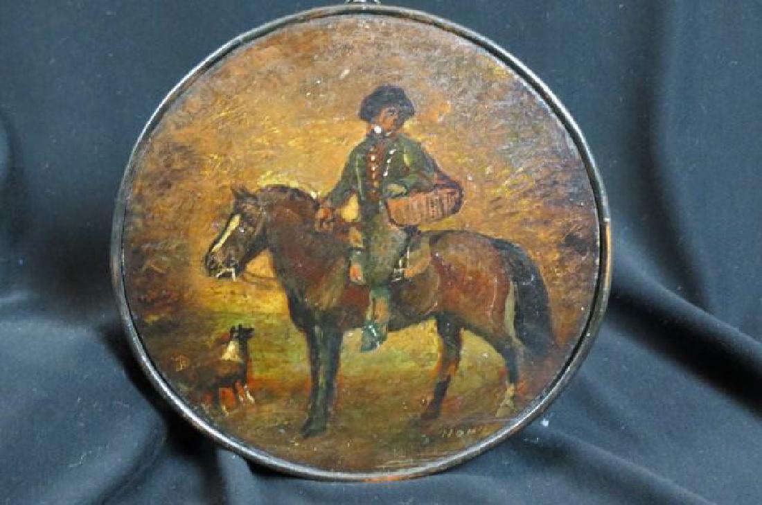 19th Century Painted Wood Plaque of Boy on Horse, (1 of 5)