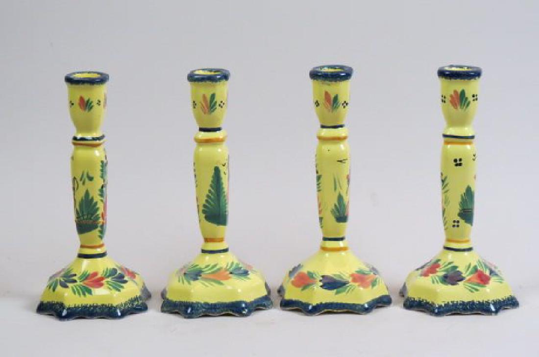 4 Henriot Quimper French Pottery Candlesticks, (1 of 3)