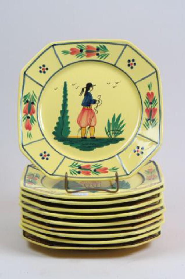 10 Henriot Quimper French Pottery Dinner Plates, (1 of 3)
