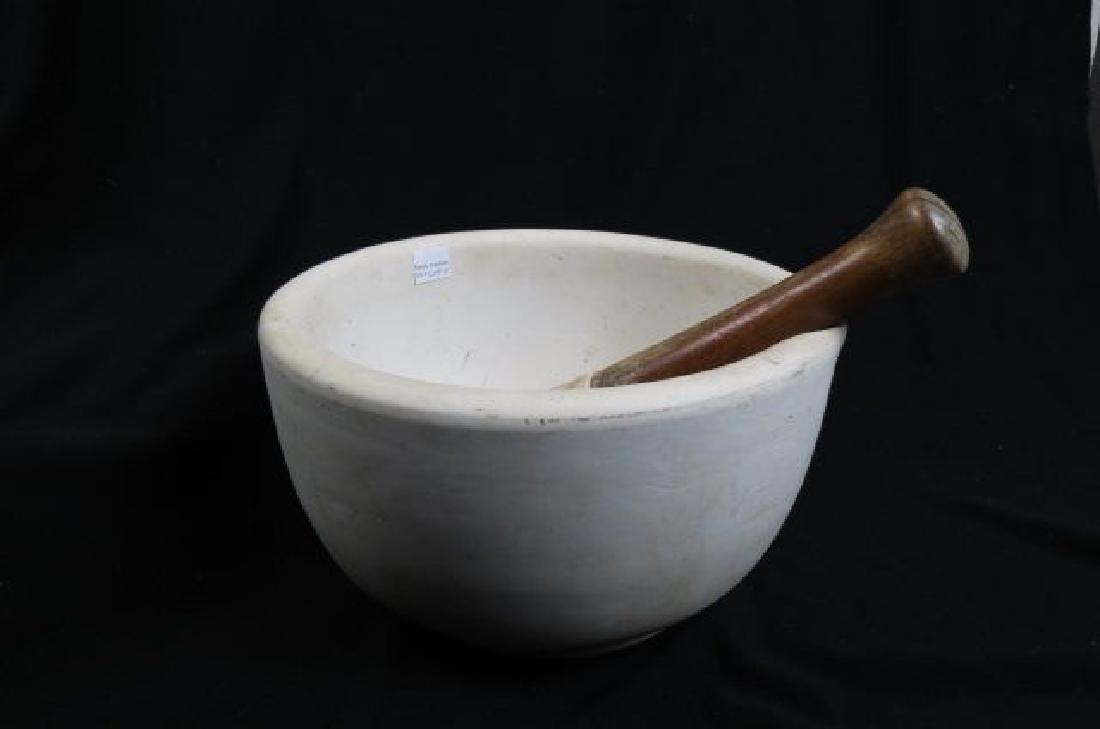 Early Large Stoneware Mortar & Pestle, (1 of 4)