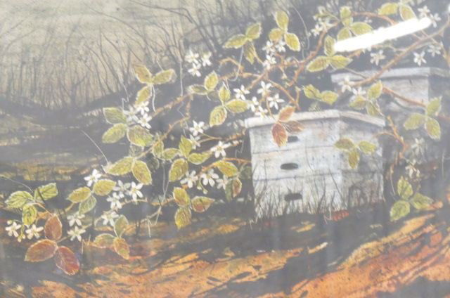 Stephen Herman, watercolor, Landscape with Strawberries (1 of 3)