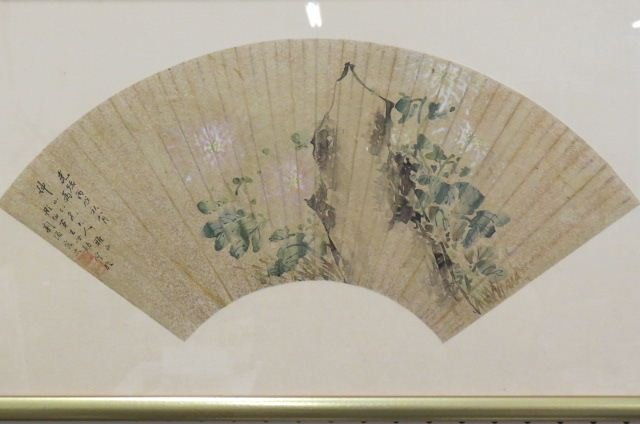 Early Chinese Framed Hand Painted Fan Cloth, (1 of 4)