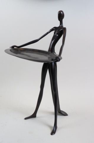 Bronze Statue of Art Deco Lady, holding a tray, (1 of 4)