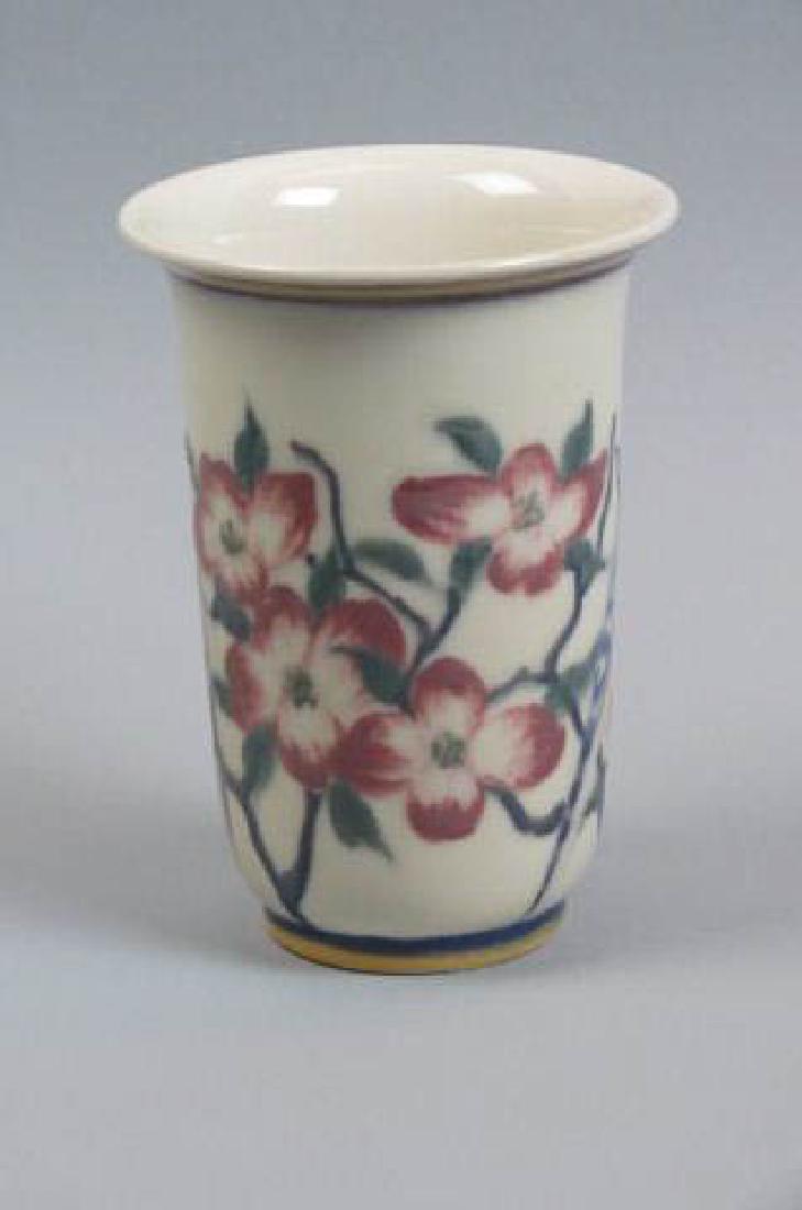 Rookwood Art Pottery Vase by Edward T. Hurley,: with Blue Jay among the flowers, dated 1944, 7" tall, excellent......Edward Timothy Hurley was born in Cincinnati, Ohio in 1869. He studied at Xavier University and the Cincinnati Art Academy, studyin