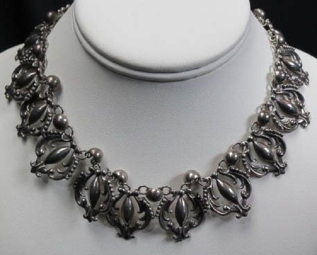Vintage Sterling Silver Necklace by Geraldo Lopez,: modernist design, 16" long, 67 grams.