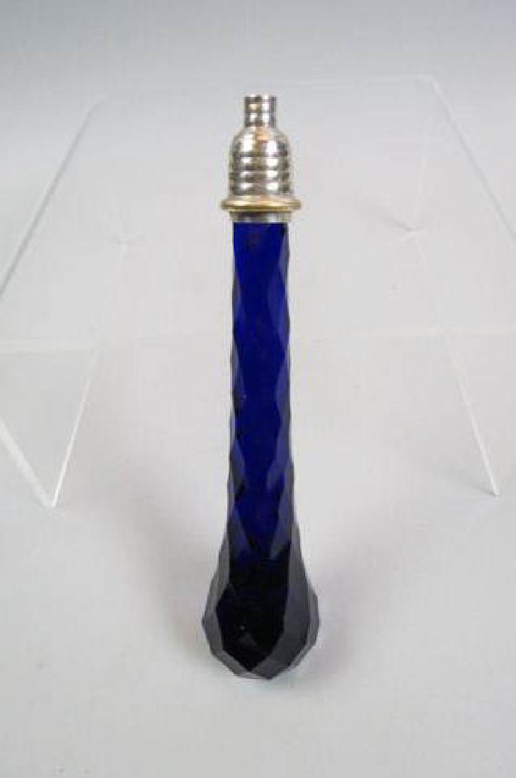Vintage Cut Glass Bar Tap Handle in Cobalt Glass,: diamond cut work, 8 1/4", a neat bar or brewery item!