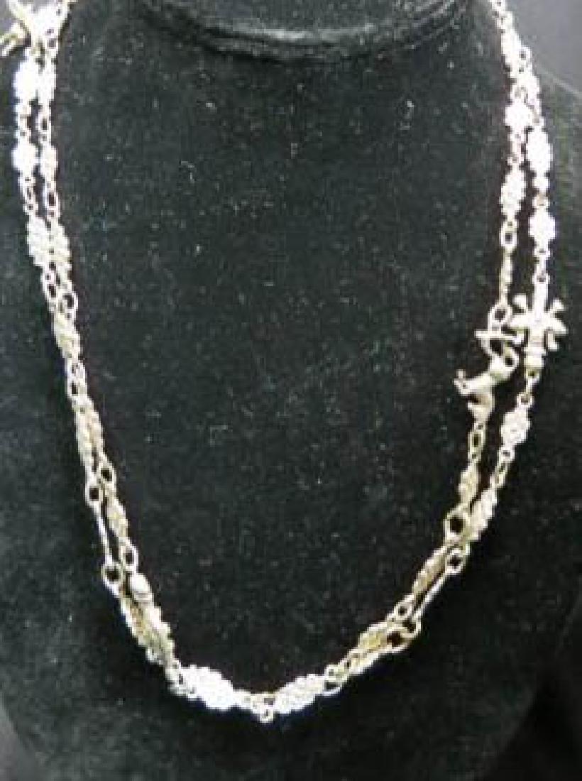 Italian Silver Necklace,: Peruzzi type with horse, winged lion, crest, angel & more, 42" long.