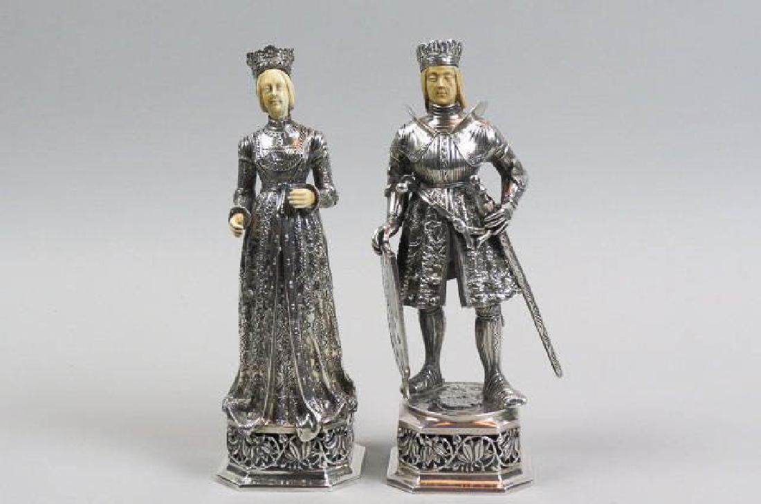 Pair of Sterling Silver Figurines of King & Queen,
