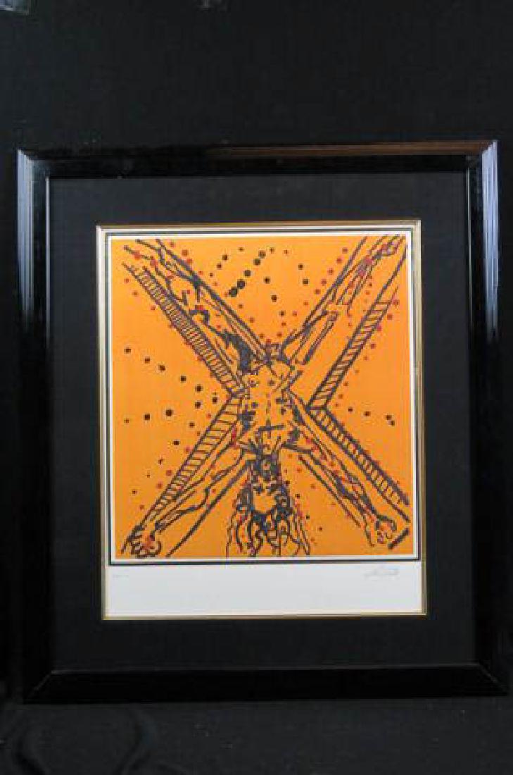 Salvador Dali Lithograph "Apostle: Andrew,": orange, from "Knights of the Round Table, The Twelve Apostle" series, #229 of 350, "Visions of Camelot," image area 18 1/2" x 17 1/2", estate of James Mann.