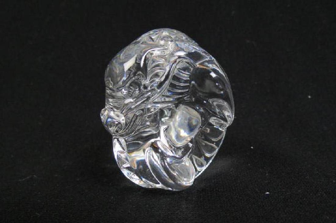 Steuben Crystal Figural Dragon Paperweight,: or hand cooler, 2 1/2", signed, excellent, with box.