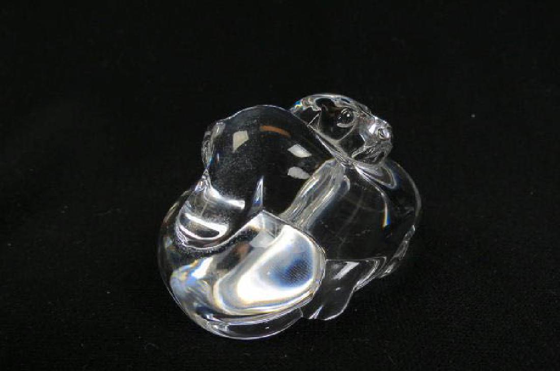 Steuben Crystal Paperweight of Puppies Embracing,: or hand cooler, 2 3/4' long, 2" tall, signed,