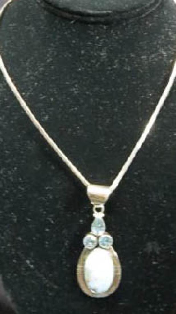 Larimar & Blue Topaz Pendant & "V" Choker,: high quality.