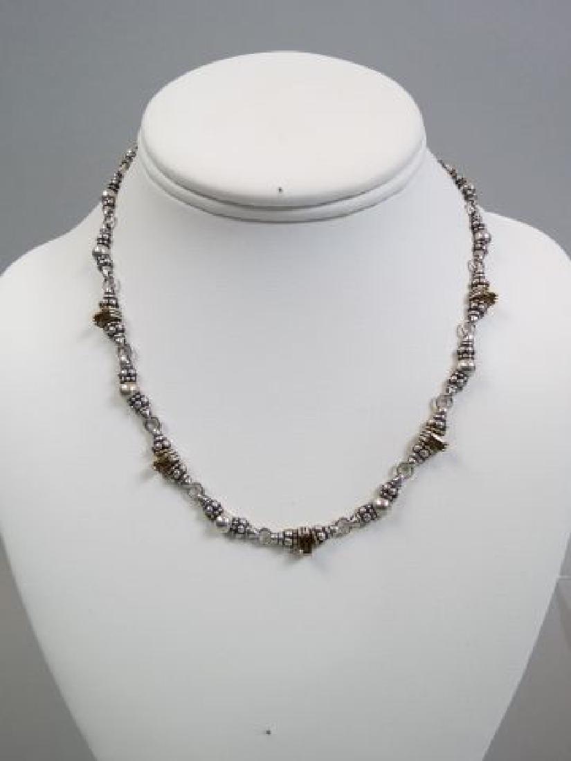 Lagos Caviar Sterling Silver Necklace & Bracelet,: vivid rectangular citrines, signe, bracelet 6 7/8", necklace 16 1/2", 56 grams