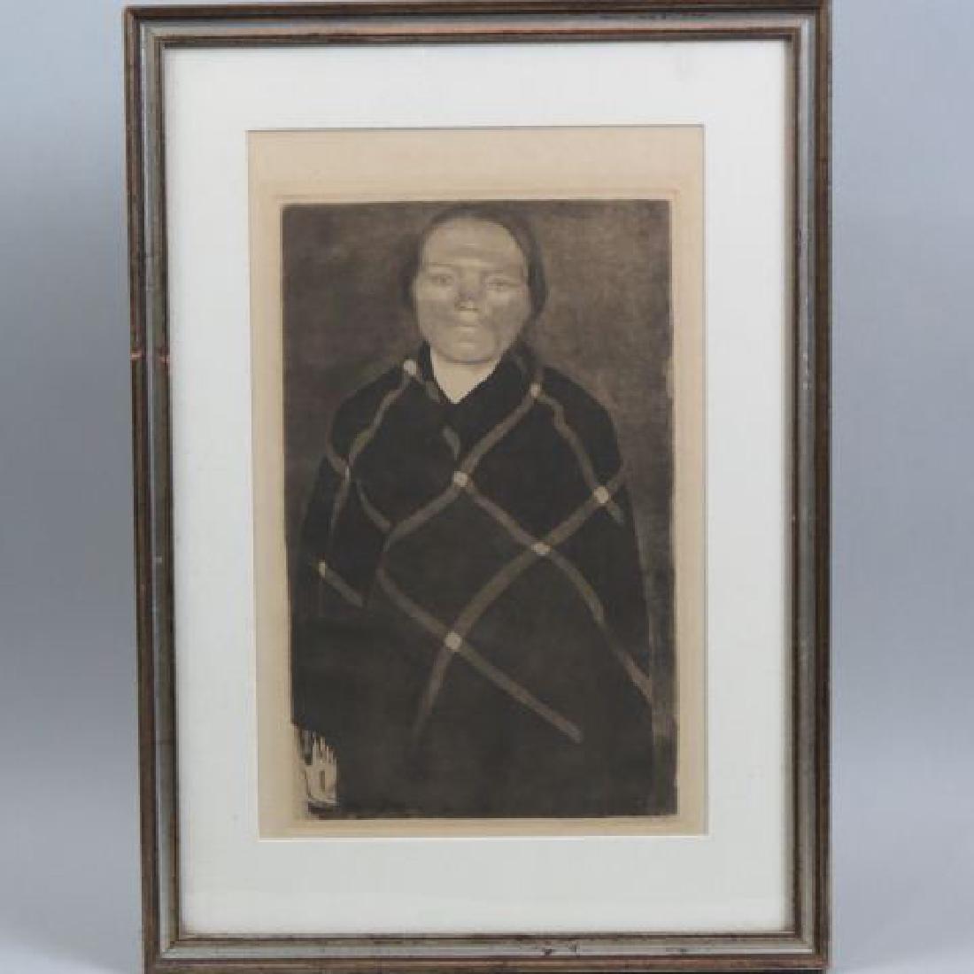 Kathe Kollwitz Etching, "Schwangere Frau": K-108 IV, #7 of 50, pencil signed, image area 9" x 14", provenance: Sheldon Ross Gallery, Birmingham, Michigan......Biography from Galerie St. EtienneBorn Käthe Ida Schmidt in Königsberg, Eastern Ge