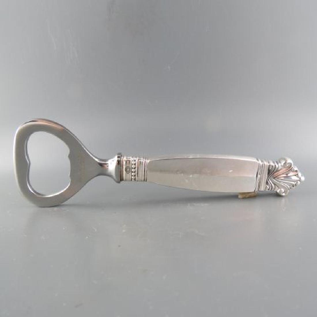 Georg Jensen Acorn Sterling Silver Bottle Opener,: famous Denmark silversmith in a most popular pattern, stainless opener end, 4 3/4" long, no monogram, excellent