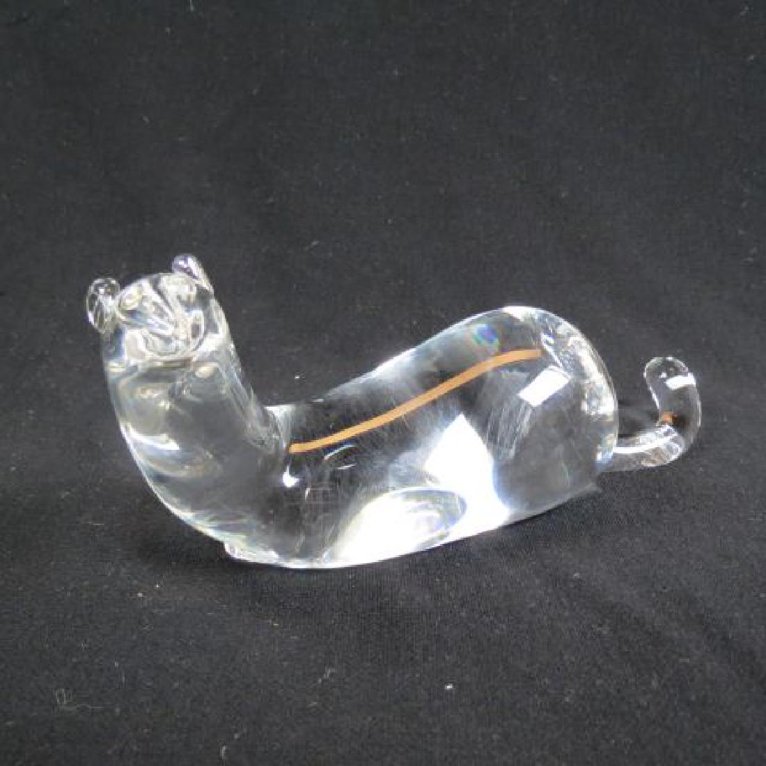 Steuben Crystal Figurine "Mink",: horizontal, #8333, 1976 by Lloyd Atkins, 8 5/16" long, scarce
