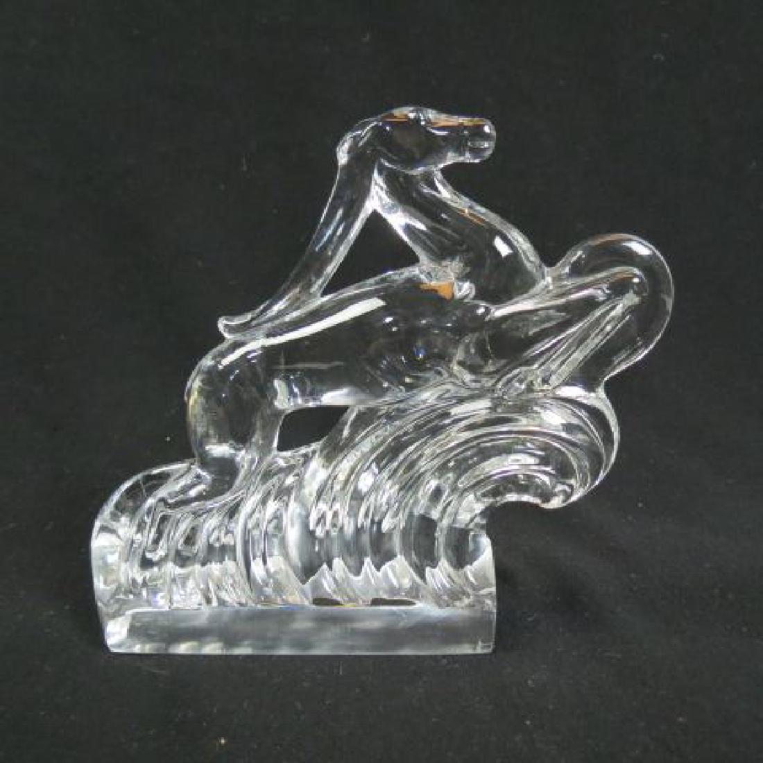 Steuben Crystal Figurine of a Gazelle,: #7399, by Frederick Carder & Sidney Waugh, 7 1/8" long, 6 1/2" tall, excellent, earlier piece....In 1933, Steuben created a prismatic crystal formula that could capture, reflect and refract light unli