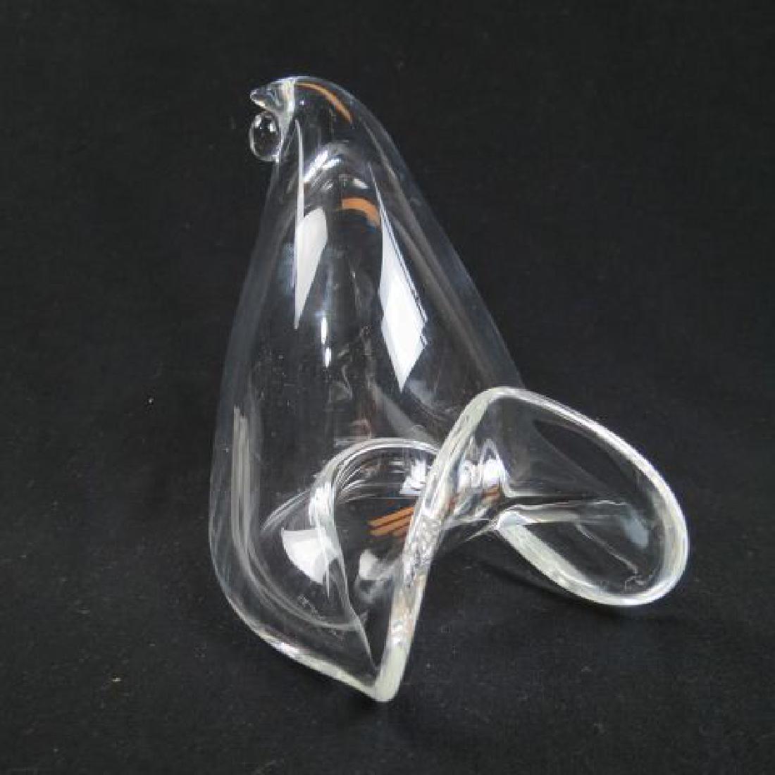 Steuben Crystal Figurine of a Hen,: Art Moderne style, hollow body, signed, 6 1/2" tall, excellent