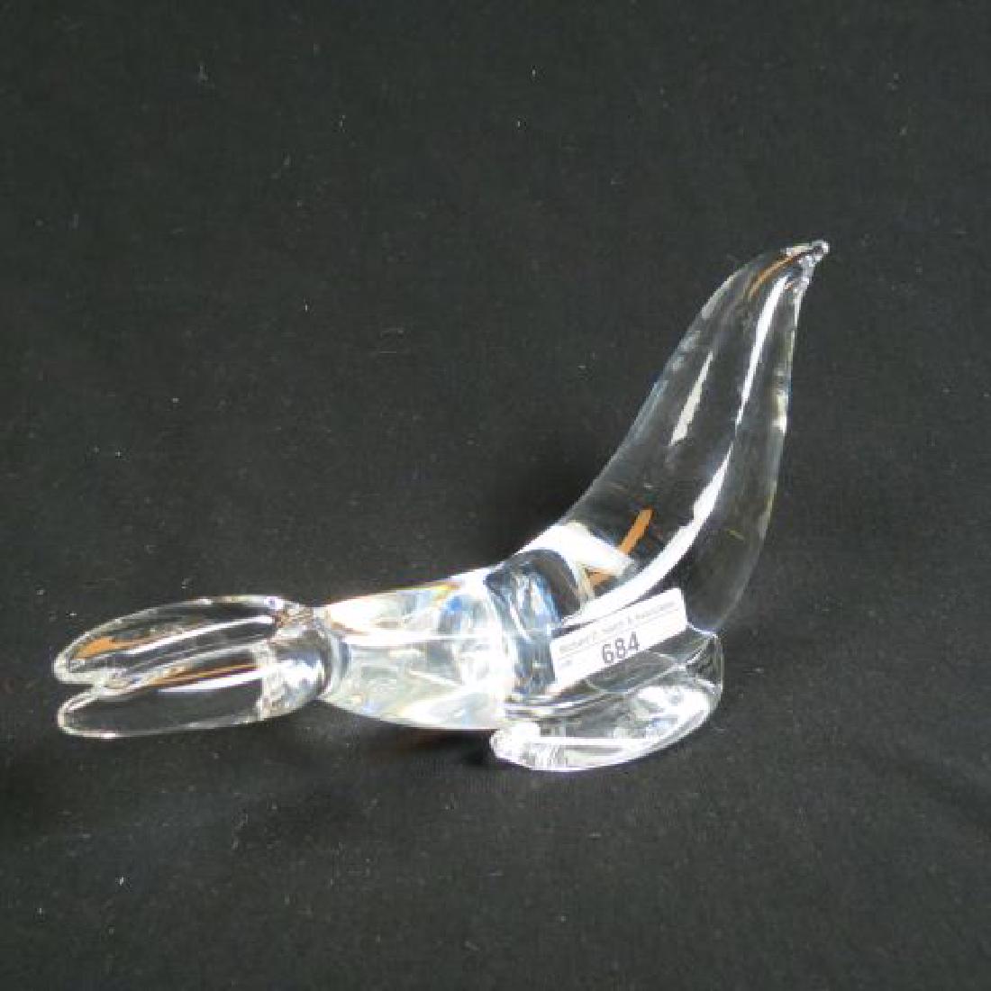 Steuben Crystal Figurine of a Seal,: #8118, by George Thompson, issued in 1962, 8 3/4" long, excellent