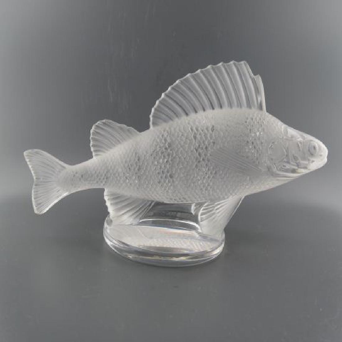 Lalique French Crystal Figurine of a Fish,: frosted, 6" long, 4" tall, signed, excellent